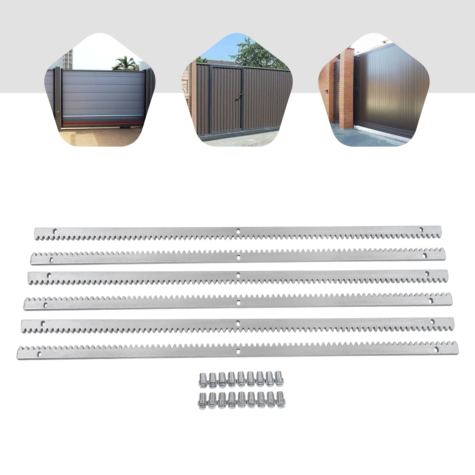6 piezas eléctricas automáticas de puerta deslizante Kit de apertura de engranajes de 12mm 2000KG 1m rieles para la mayoría de las puertas deslizantes y puertas deslizantes lineales