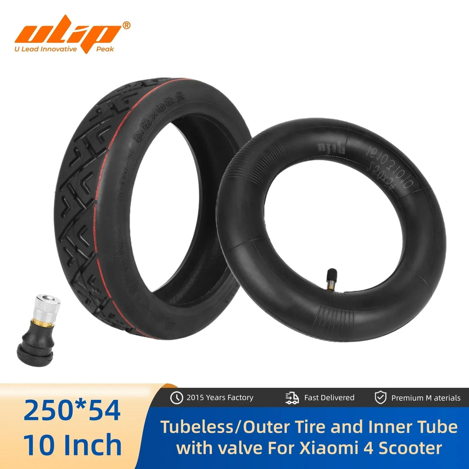 

Ulip 250*54 Smooth Tubeless Tire and Inner Tube for Xiaomi 4 10 Inch Scooter Camera Outer Tyre Thickened Inner Tube with Valve