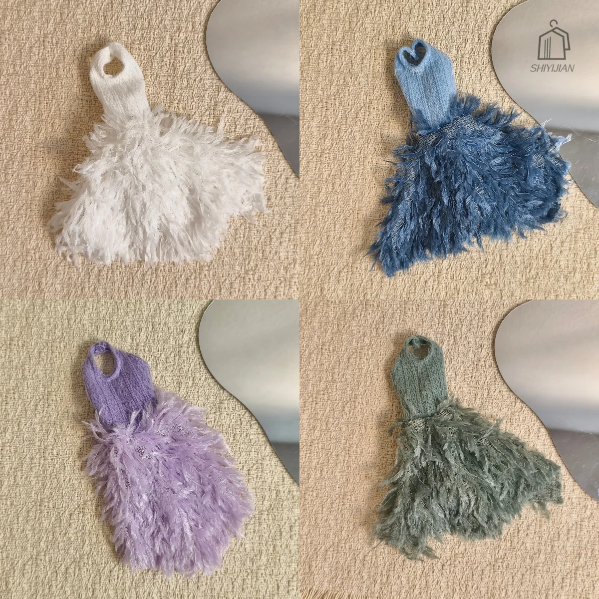 Elegant French-style Halter Neck Knitted Feather Dress For 1/6 FR Babi Xianxian Supermodel Doll 30cm Doll Clothes Accessories