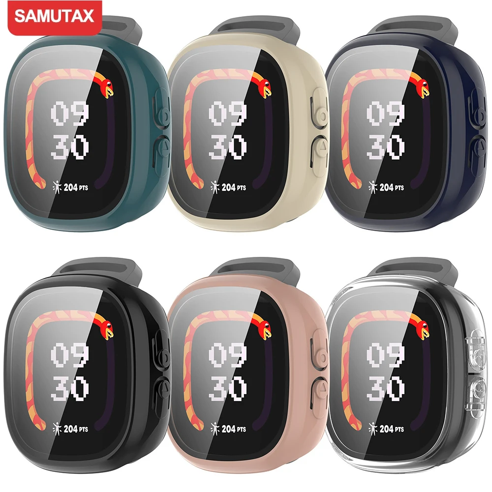 Capa para PC e Vidro para Fitbit Ace LTE, Completo All-around, Filme Anti-risco, Capa Protetora Bumper, Acessórios Google