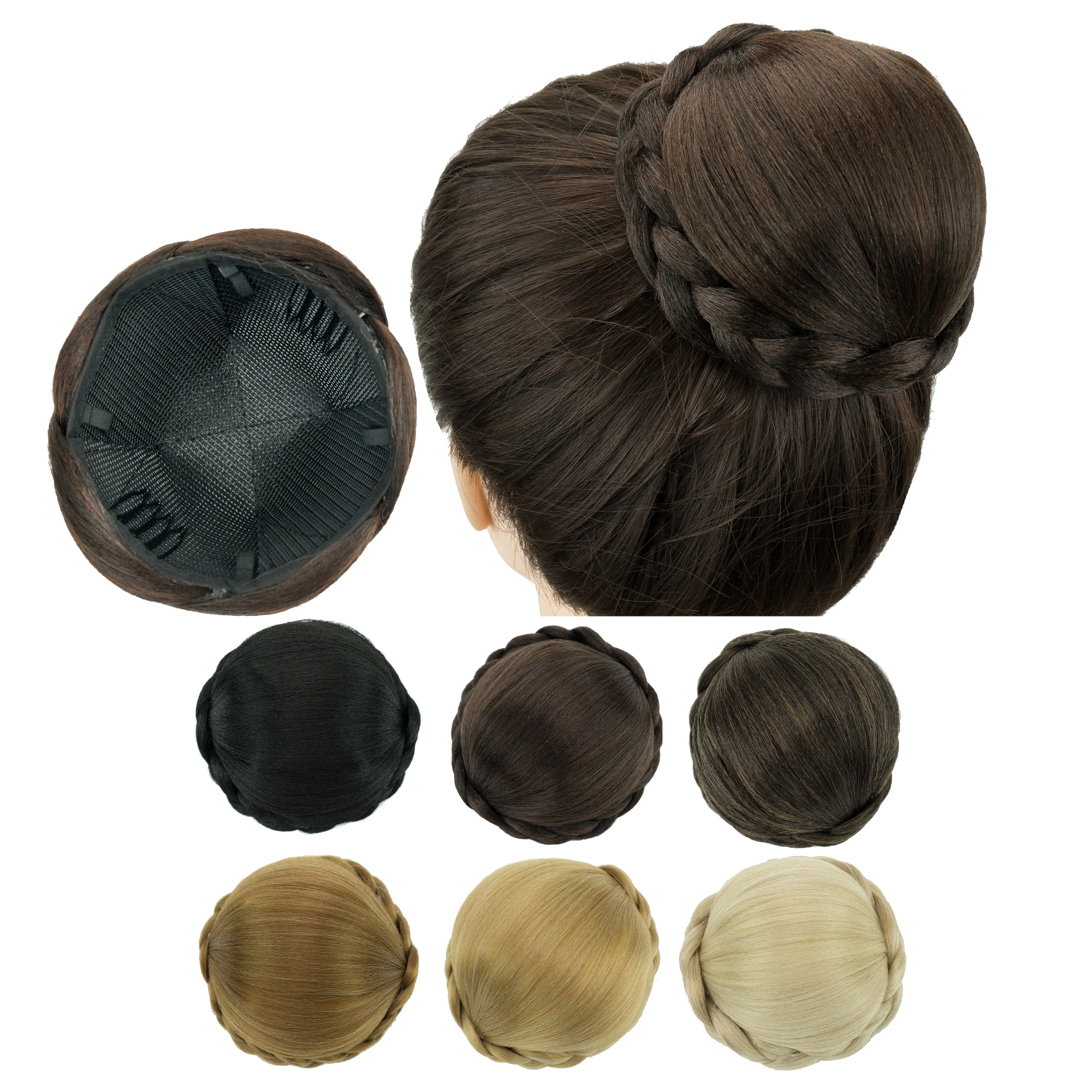 

Hairpieces Braided Chignon Blonde Fake Hair Bun Clip Donut Bun Cover Hair Pieces for Women Scrunchy