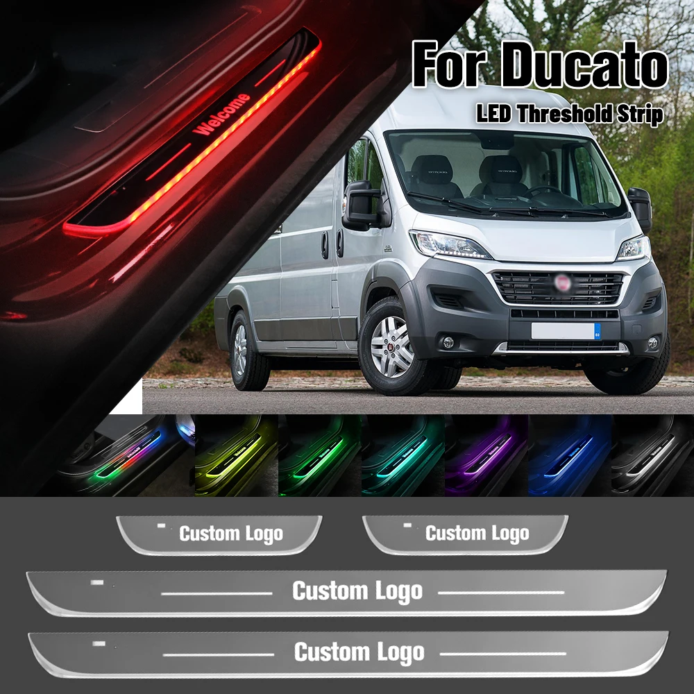 For Fiat Ducato 1995-2016 Car Door Sill Light Customized Logo LED 2010 2011 2013 2015 Welcome Threshold Pedal Lamp Accessories