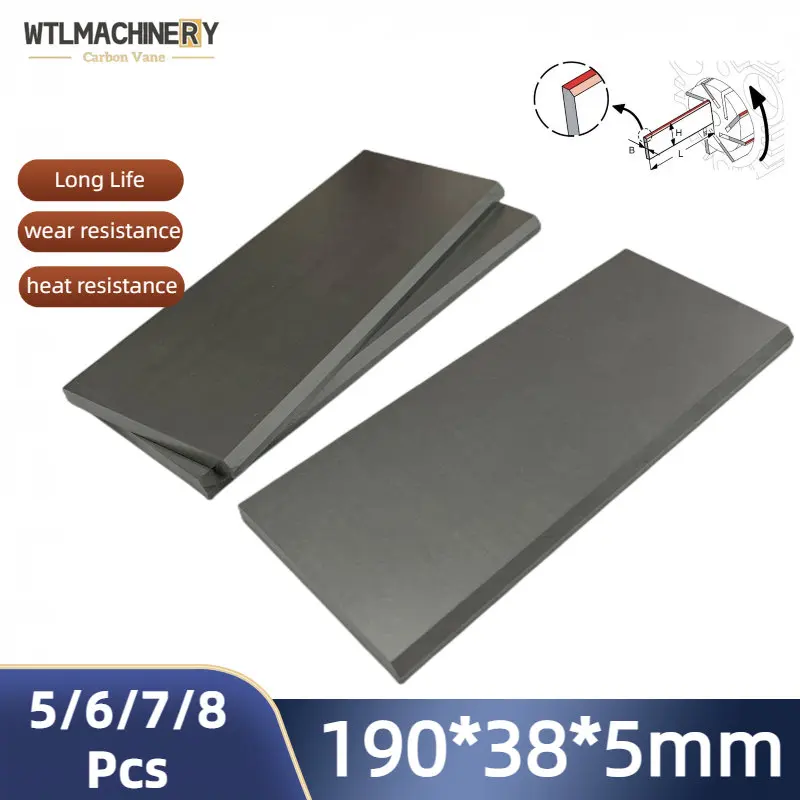 

190x38x5mm Graphite Carbon Vane Carbon Sheet For Vacuum Pump Blades Suit For Compressor Air Pump 5/6/7/8 Pcs