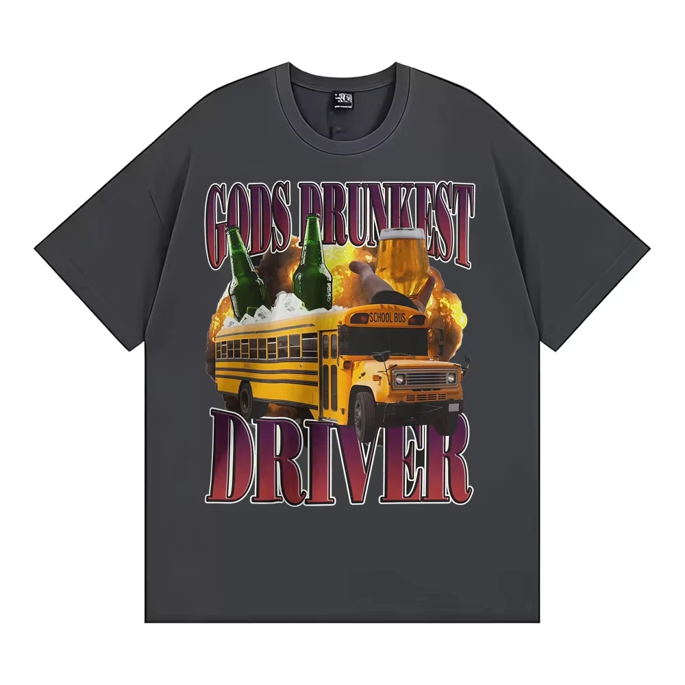 مضحك الآلهة في حالة سكر سائق الفكاهة تي شيرت الشرب والقيادة Instagram ميمي تي شيرت الرجال النساء عادية القطن المتضخم تي شيرت