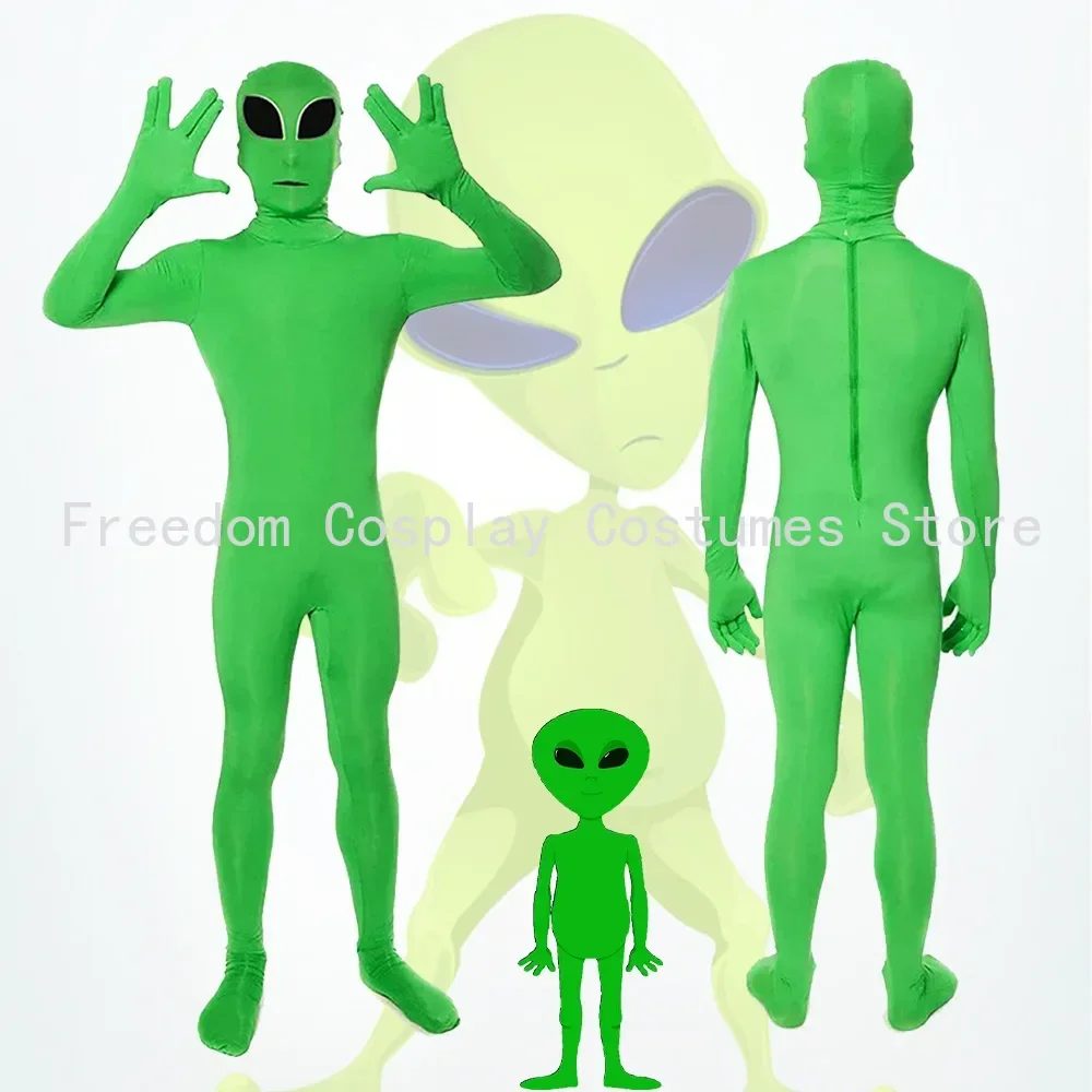 

Kids and Adult ET Alien Cosplay Costume Zentai Jumpsuits Green ET Alien Mascot Halloween Carnival Masquerade Bodysuit Suit