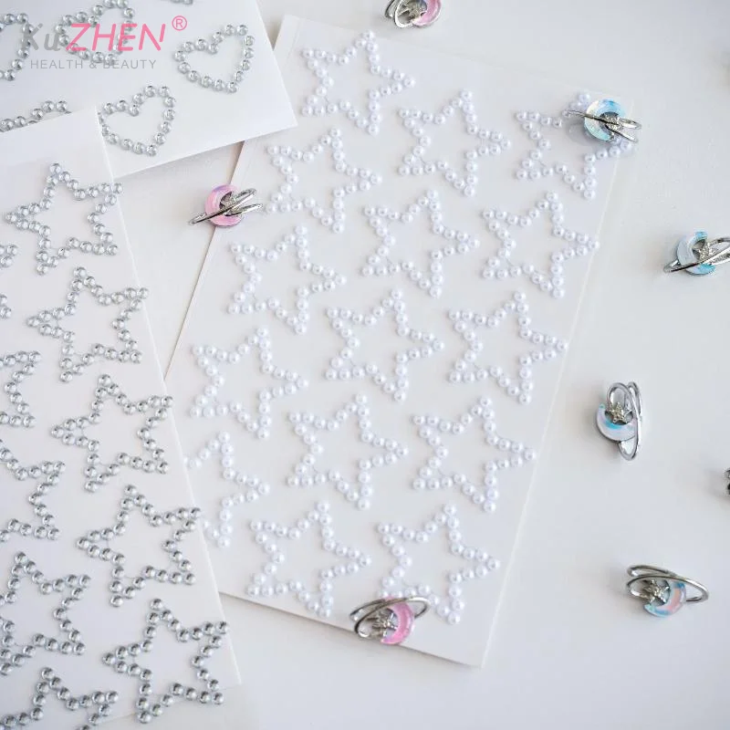 3D Star Heart Shaped Pearls Crystal Stickers Kids DIY Self Adhesive Jewel Crafts Sparkly Rhinestone Stationery Stickers Girls