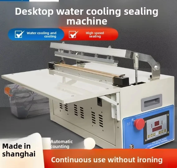 R-PACK Water-Cooled Instant Heat Sealer & Cutter, Auto-Count & Cut, Heavy-Duty For All Bags