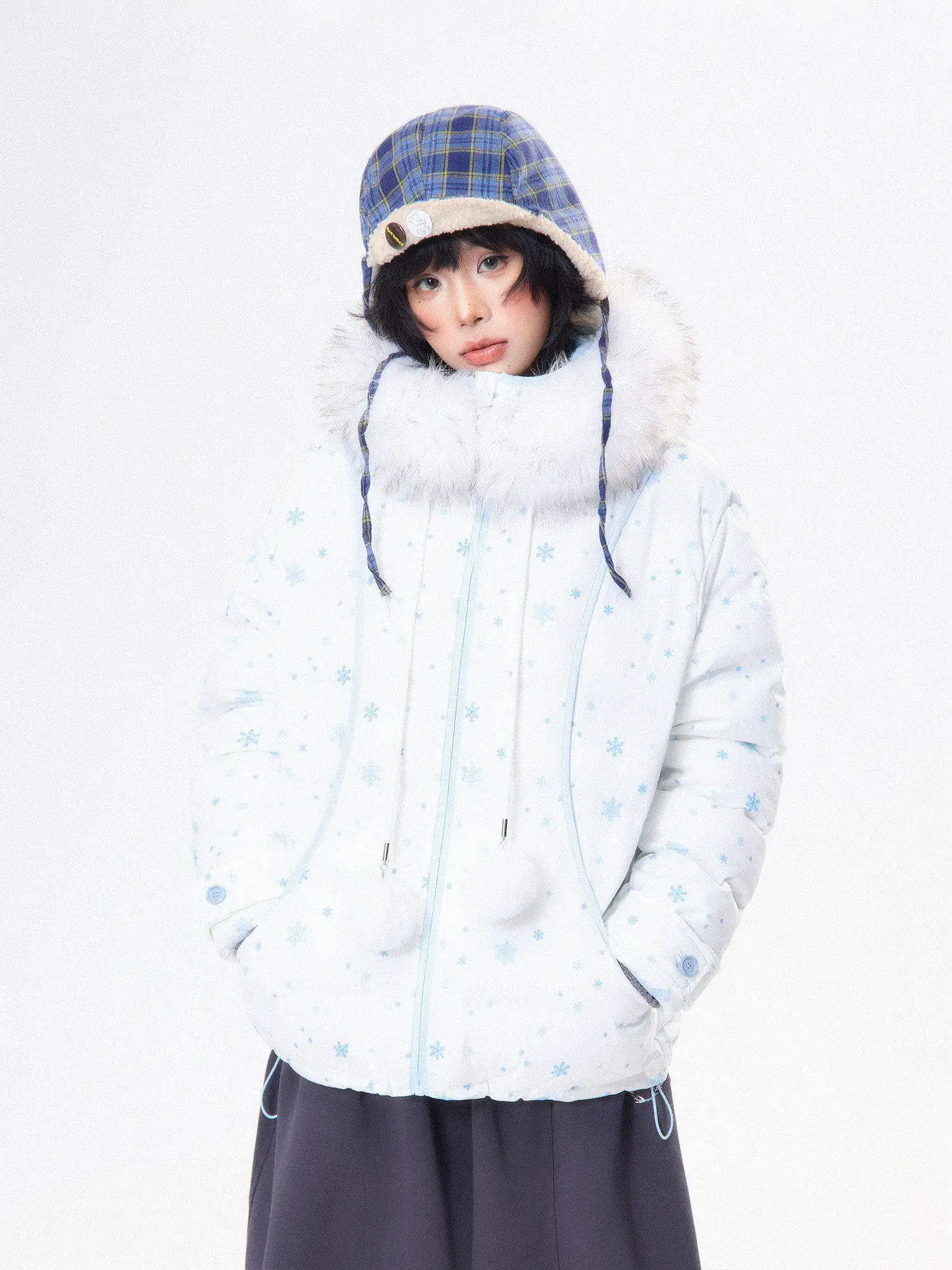 

Korean Sle Thiened Loose Women's Cotton Jaet with Snowflake Fur Collar Winter Warm ort Coat College Sweet Sle