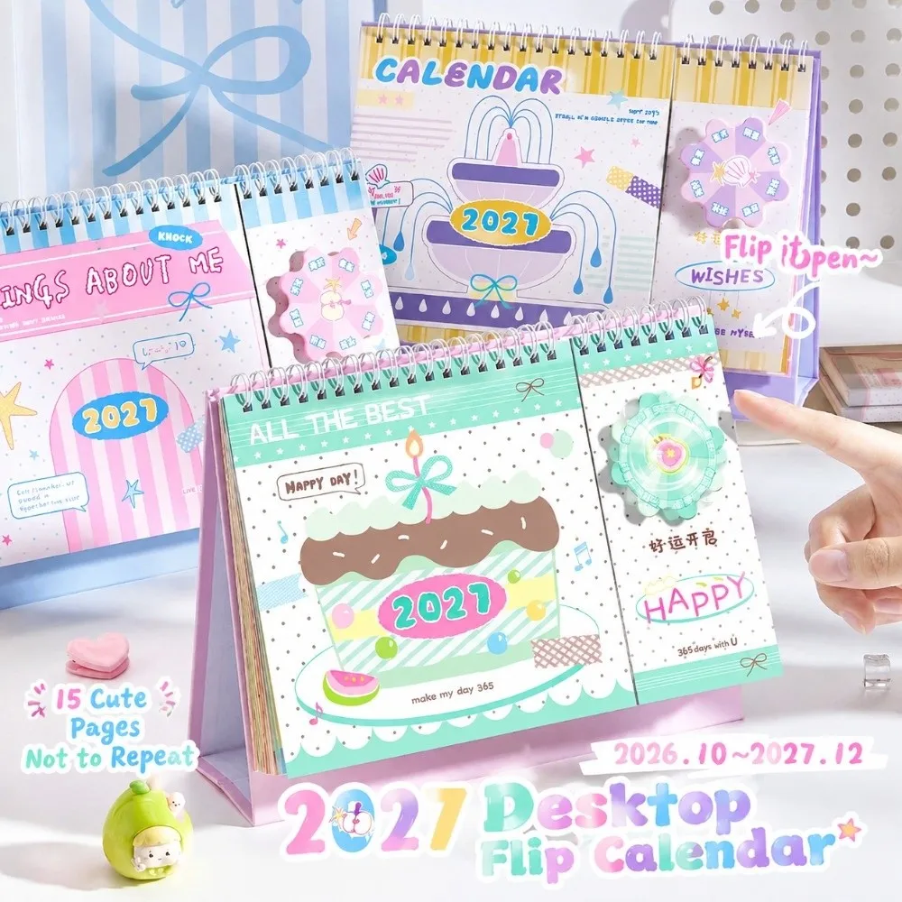 Spinning Wheel Design 2027 Calendar Habit Tracker Monthly Planner Desktop Decor Desk Calendar Dual Sided Coil Binding