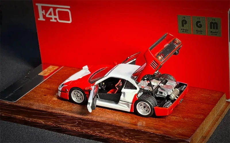 **Pre-Order** PGM 1:64 F40 Alloy fully opened RedWhite Diecast Model Car