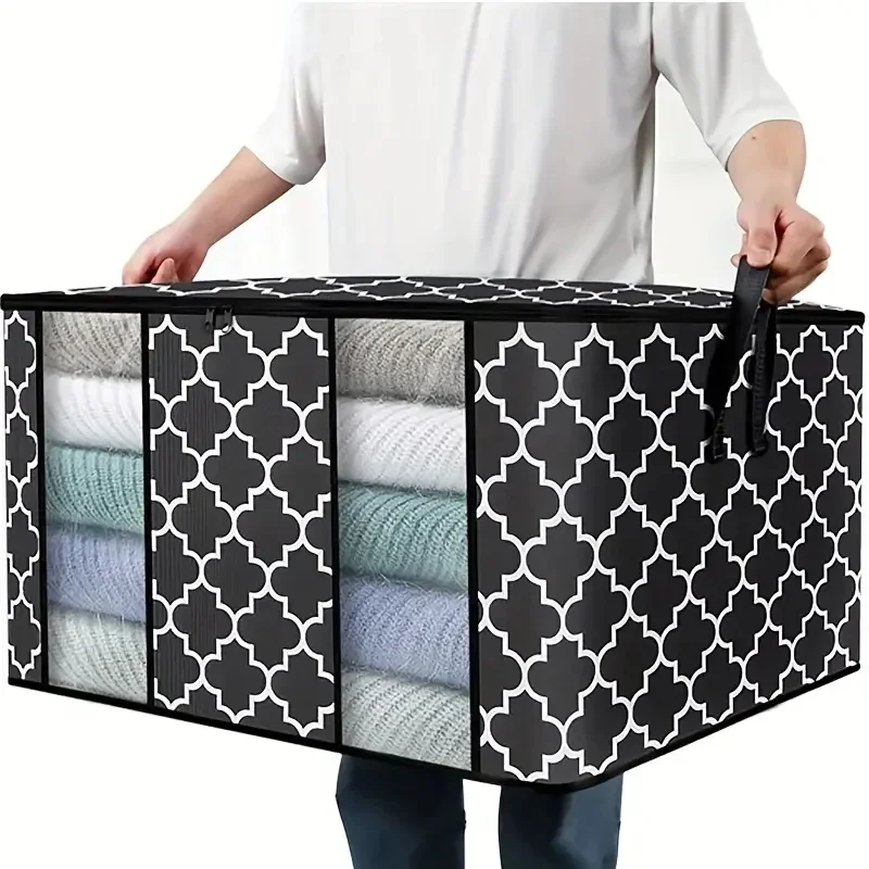 

1PC Visible Window Wardrobe Storage Bag, Moisture-proof Cotton Quilt Storage And Finishing Bag, Clothing Moving Bag