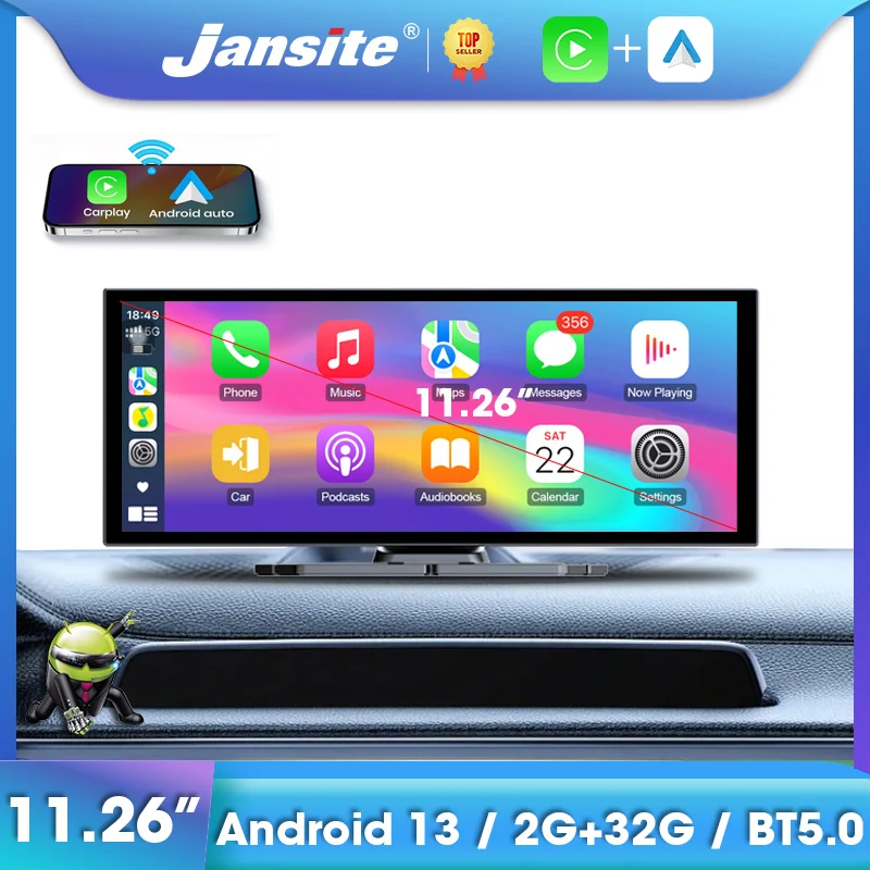 

Jansite 11.26" Android 13 Carplay 8-Core Car Radio Wireless Android Auto Dashboard Multimedia Video Player AirPlay Mirror Link