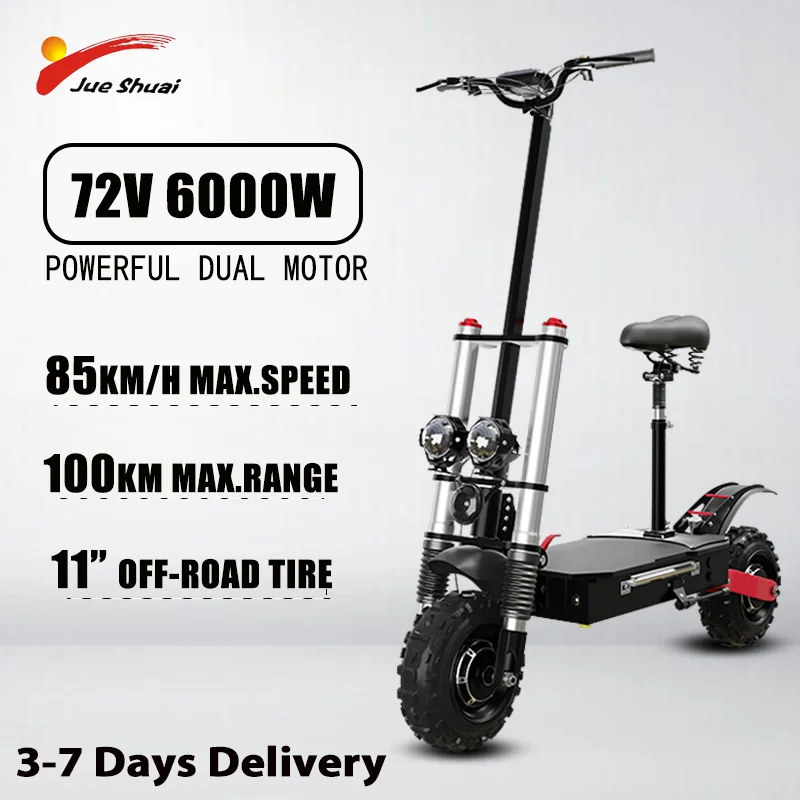 

1200W-6000W Powerful Dual Motor Elecrtric Scooter 85KM/H Maximum Distance Foldable Scooter Electric 11 Inch OFF Road Tire