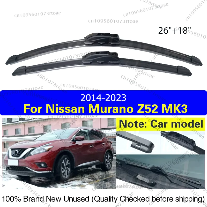 

Car Front Wiper Blades For Nissan Murano Z52 MK3 2014 - 2023 Soft Rubber Windshield Windscreen Window Car Rain Brushes 26"+18"