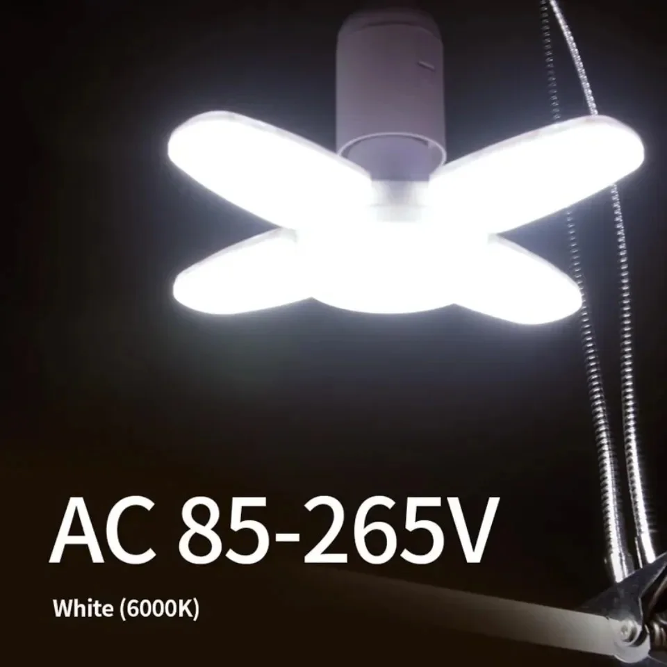 Bombilla LED con forma de ventilador, lámpara plegable E27, 220V, 110V, 40 bombillas LED para el techo del hogar, almacén, luz de garaje, blanco
