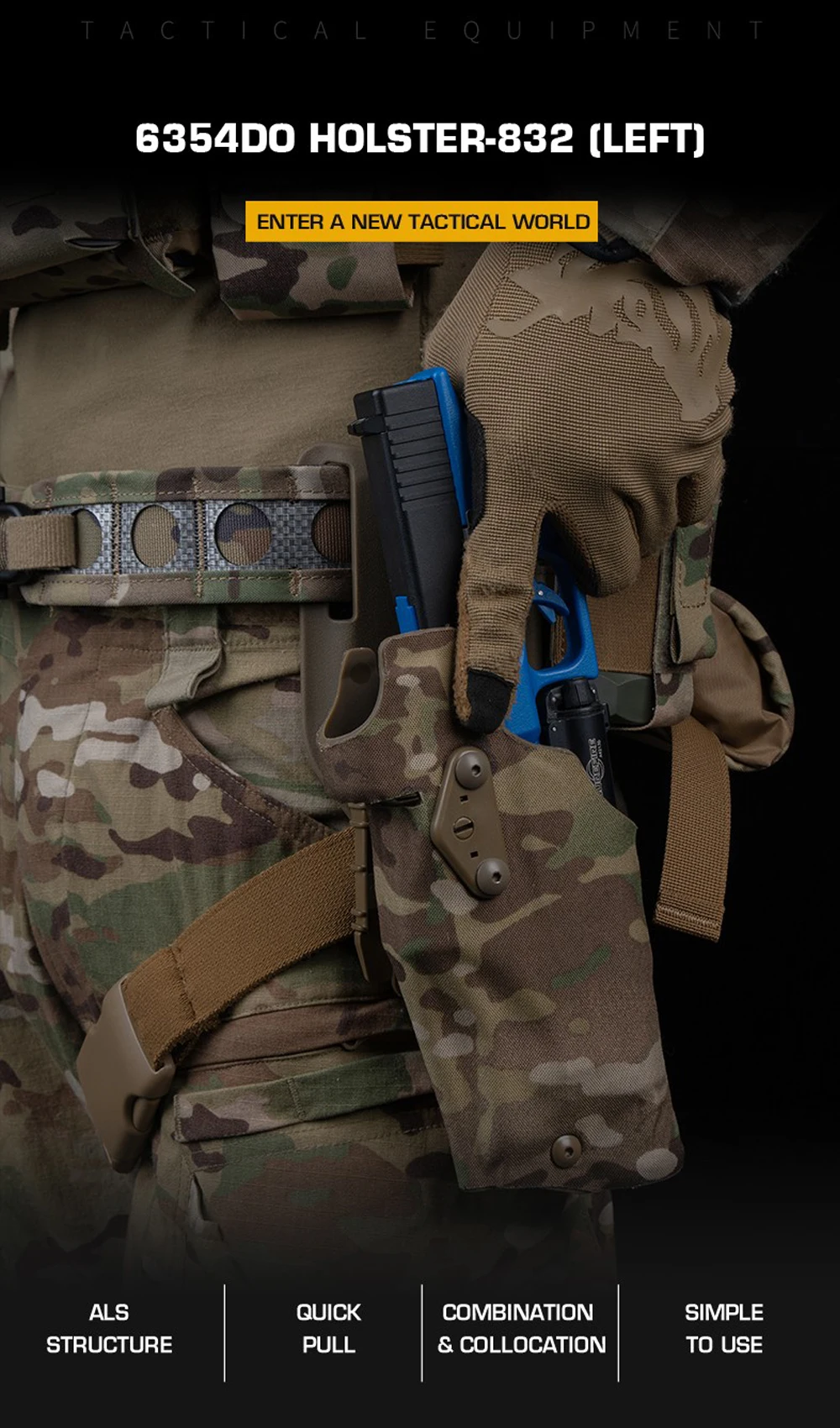 6354DO Taktisches Holster für Glock 17 mit X300/X300U Surefir Ultra Taschenlampe Jagd Airsoft Universalholster Rechts-/Linkshänder – Detail 33