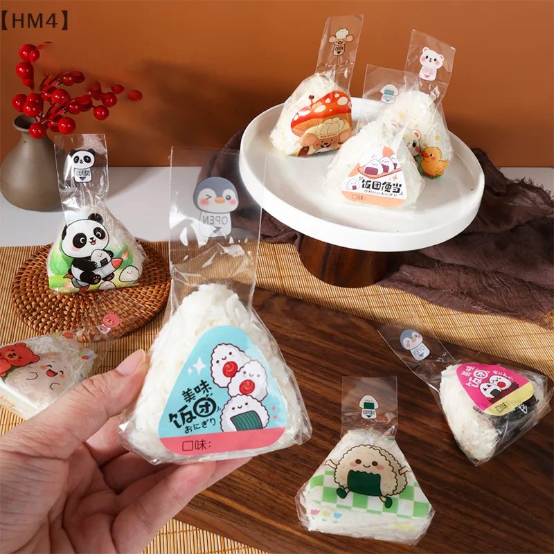 maveraHM4ṁ100Pcs Bolsa de embalaje de bolas de arroz triangular lindo Bolsa de molde de sushi de algas marinas Accesorios de sushi Bento Bolsa de sushi de bolas de arroz de algas marinas
