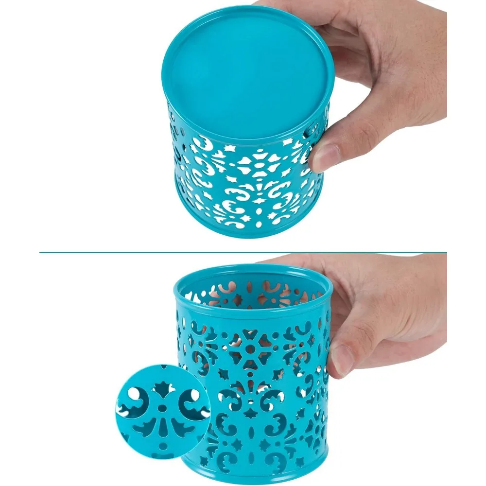 Pen holder Metal pen holder cup pen holder Desk office pen organizer, dark turquoise