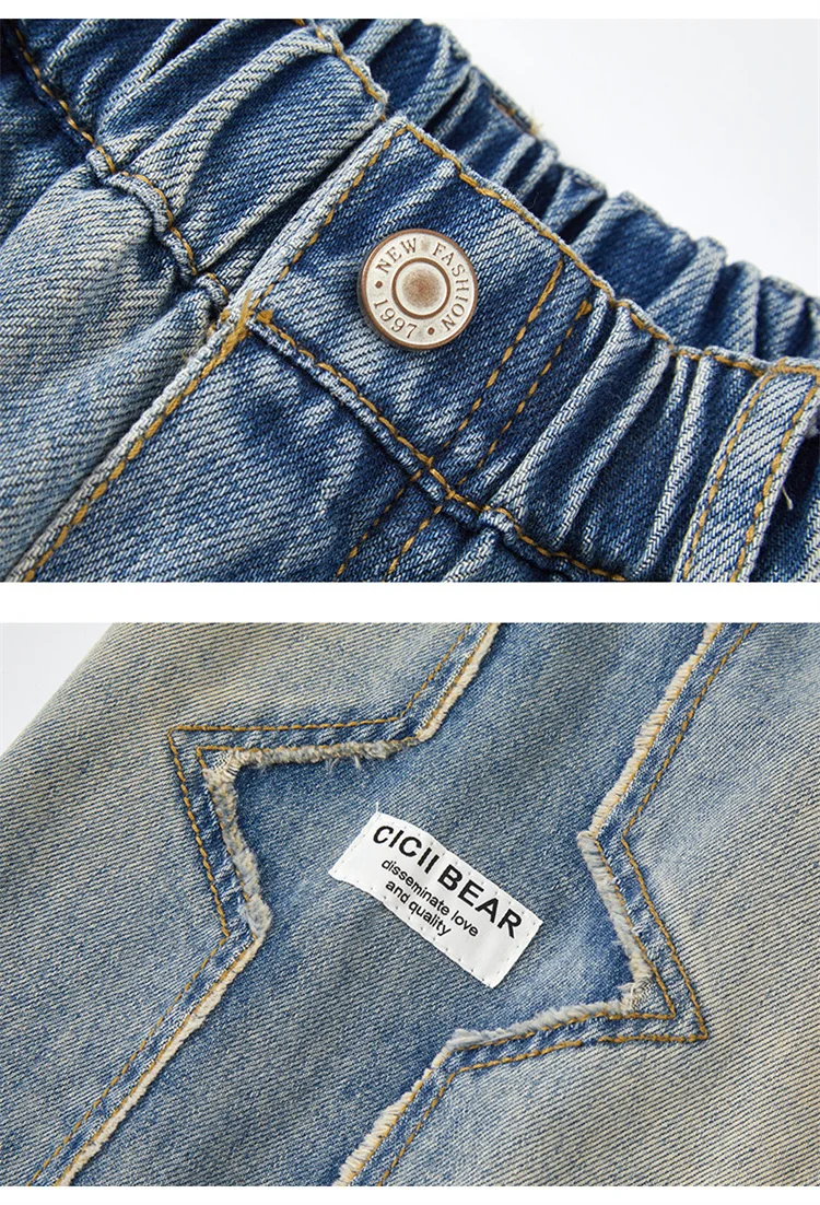 Frühlings- und Herbst-Jeans für Kinder und Jugendliche, Stylische Lose Gerade Hosen für Jungen im Europäisch-Amerikanischen Stil, Hochgeschnittene Baumwoll-Denim-Hosen – Detail 10