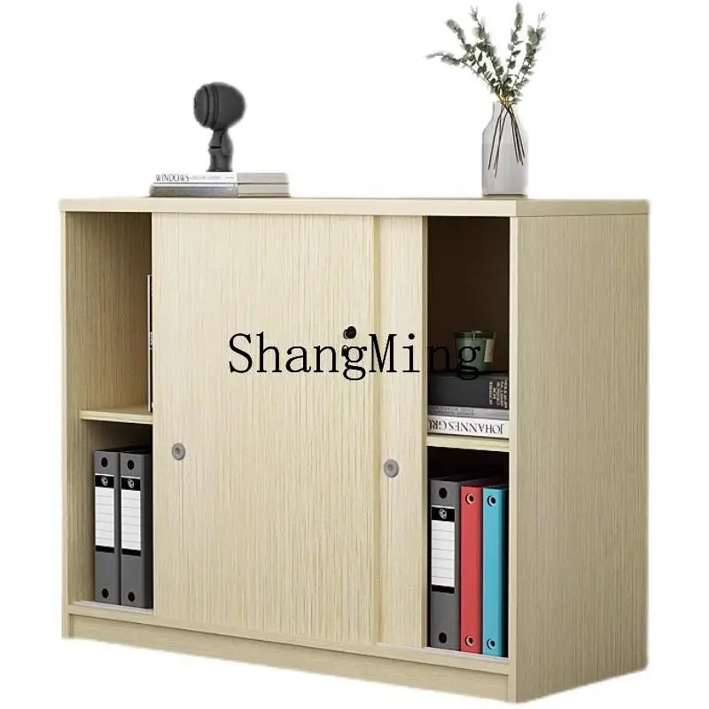 ZYY مكتب ملف خزانة منخفضة تخزين البيانات باب منزلق مع قفل خزانة تقسيم تخزين أرضية خشبية #2
