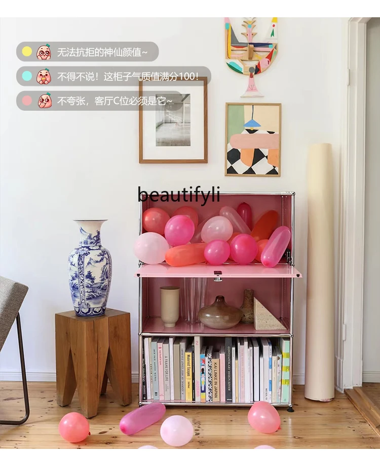 

Mid-Ancient Stainless Steel Sideboard Cabinet Minimalist Chest of Drawers Module Combination Storage Cabinet Simple Modern