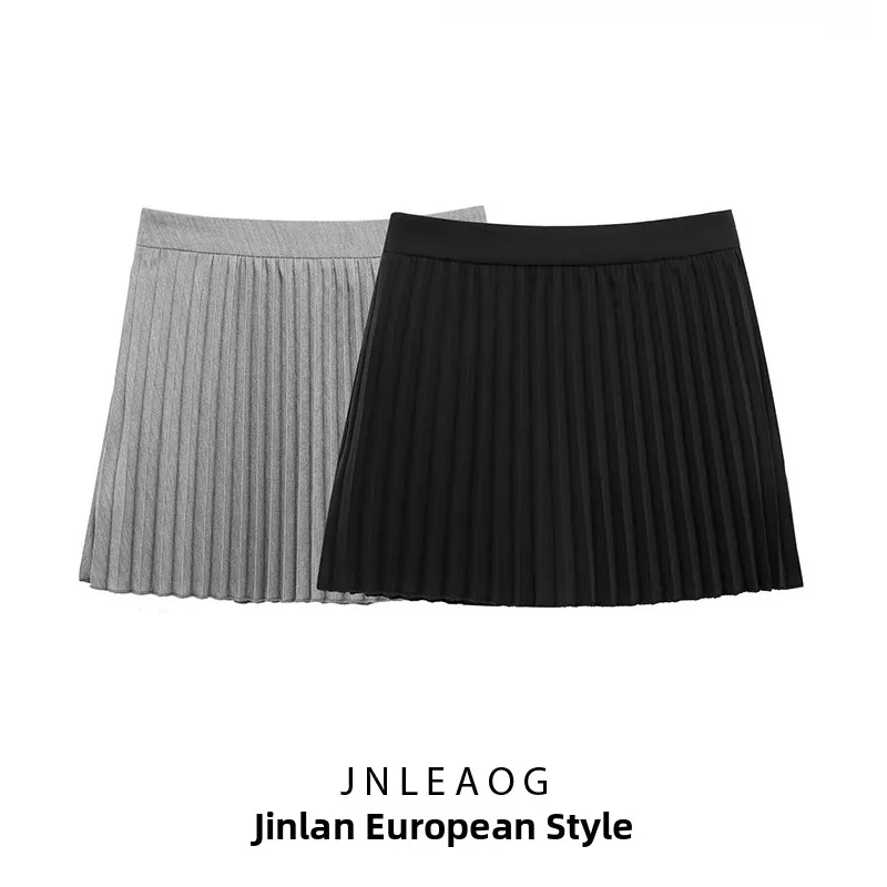 

JNLEAOG, новая весенняя женская модная дизайнерская широкая плиссированная юбка, брюки, два цвета, повседневная юбка трапециевидной формы с высокой талией из полиэфирного волокна
