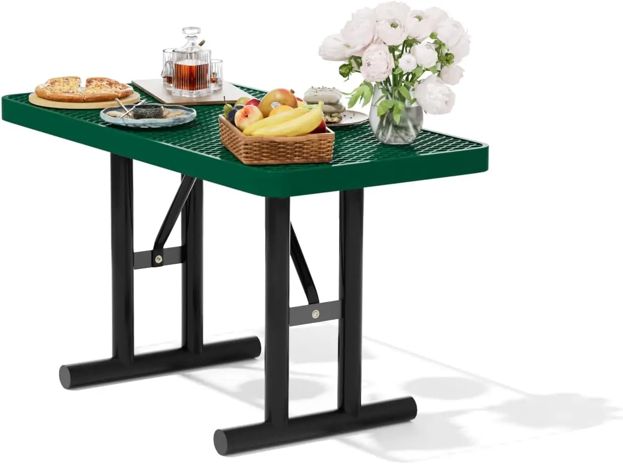 

Металлические столы для пикника 4 фута (122 см) для улицы, коммерческие прямоугольные столы для пикника для парков, кемпингов, патио, садов, дворов