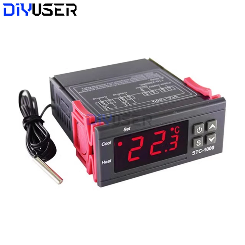 STC-1000 Temperature Controller 220V 10A, Digital Thermostat for Heating Cooling Control, Incubator Homebrew Aquarium
