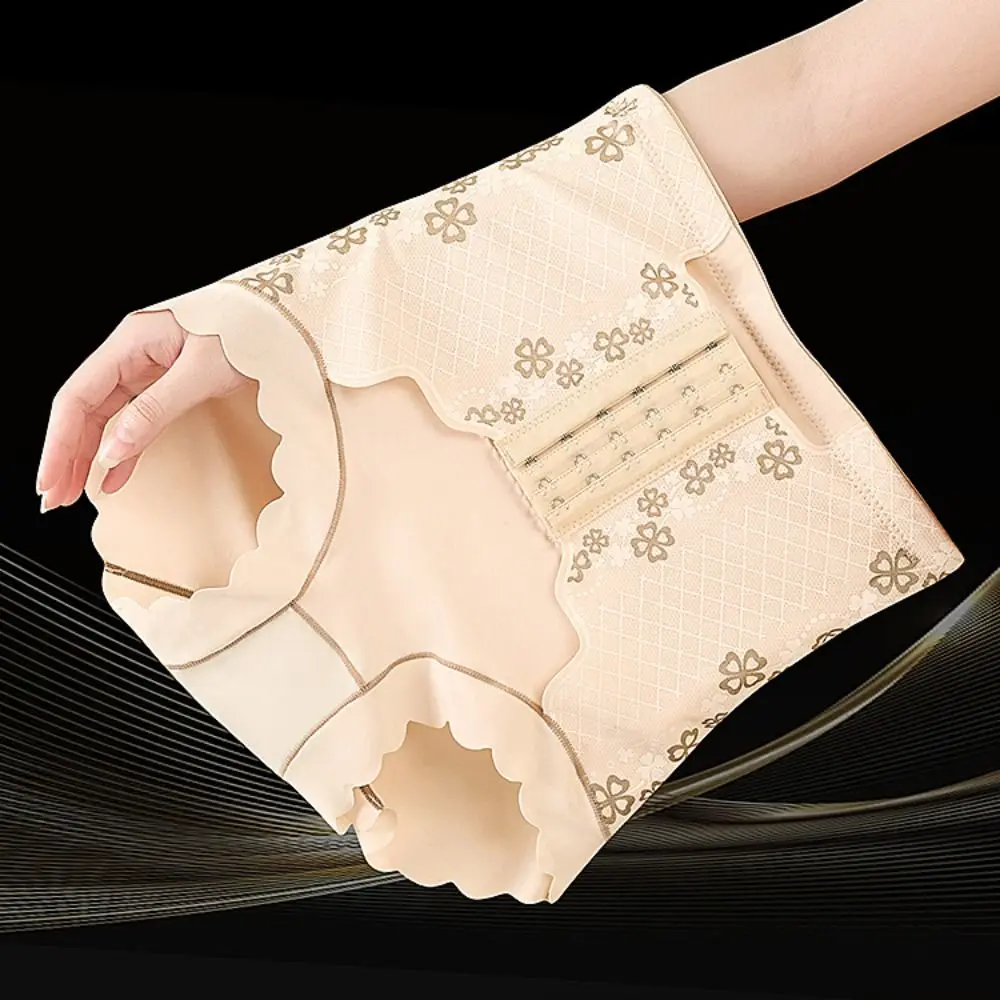 Mutandine modellanti per il corpo dopo il parto con fibbia a tre file, modellanti a vita alta, mutande in cotone senza cuciture