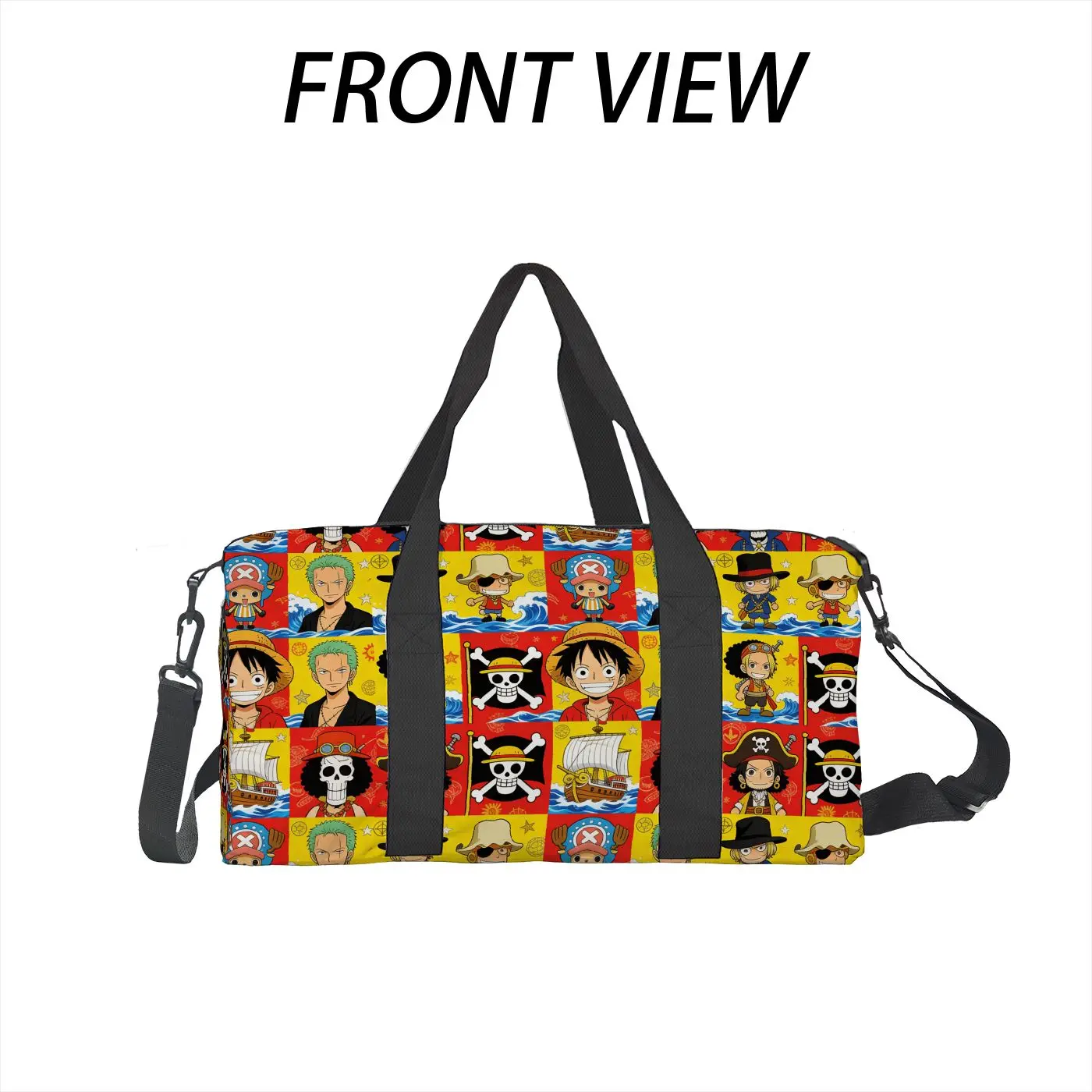 

1pc One Piece theme plaid printed large-capacity messenger bag, unisex zipper opening and closing, gym bag travel bag