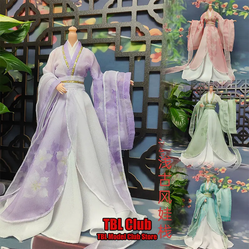 

In Stock 1/6 Scale Female Soldier Traditional Chinese Handmade Lace Up Long Sleeve Hanfu Dress Fit 12inch Action Figure Doll