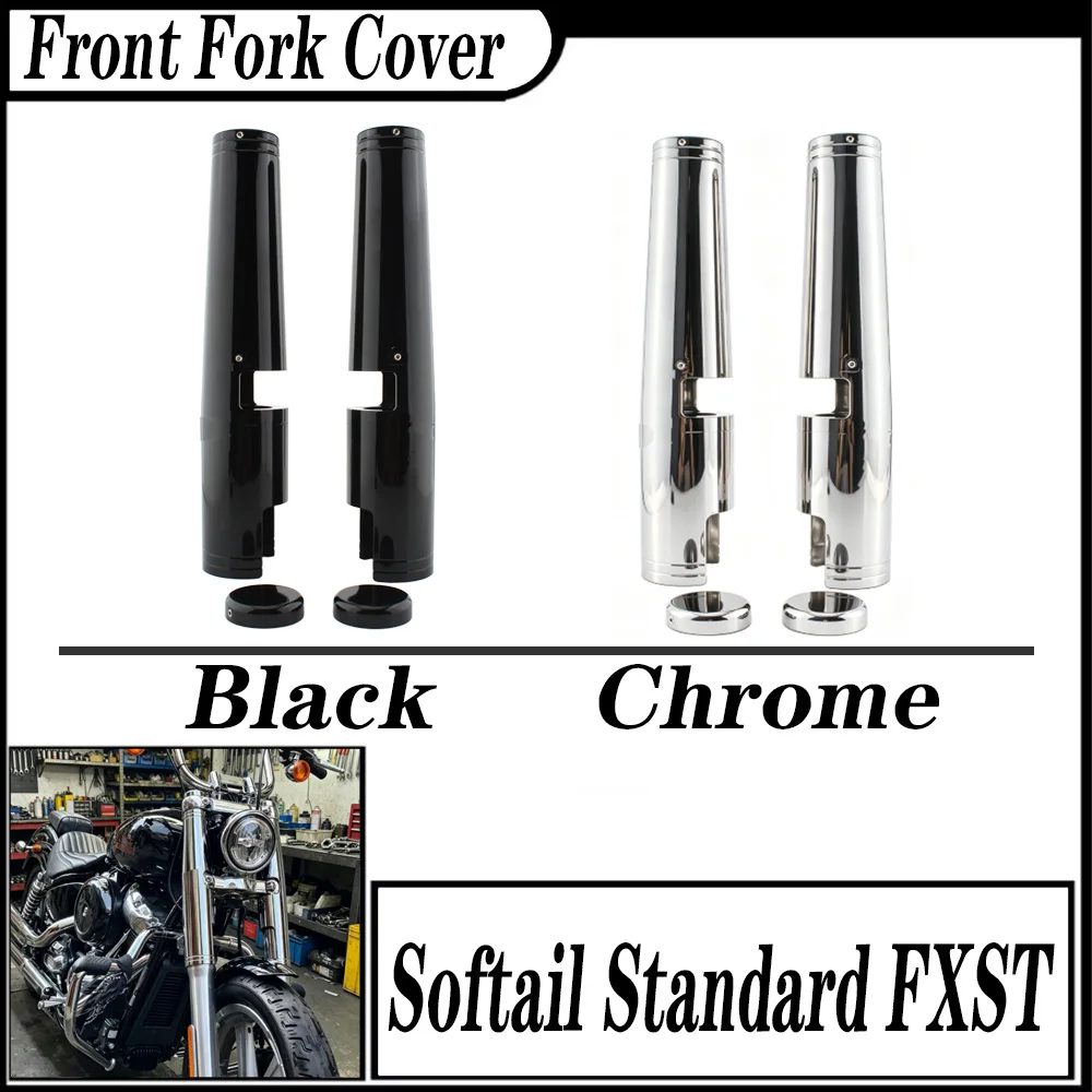 

FOR Harley Davidson Softail Standard FXST Front Fork Cover Kit CNC Aluminum Black Chrome 2018-2026