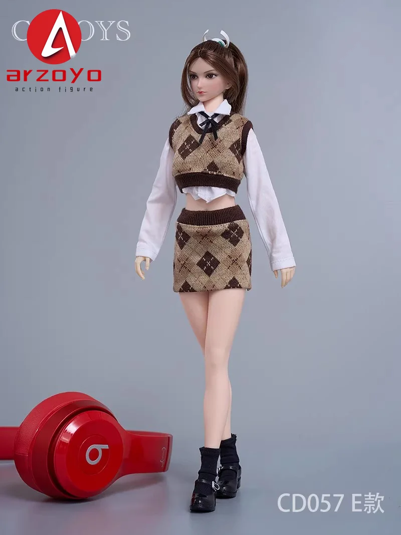 CDTOYS CD057 1/6 スケール女性ダイヤモンドチェック柄ニットベストヒップラップスカート服セット 12 インチアクションフィギュアモデルボディ