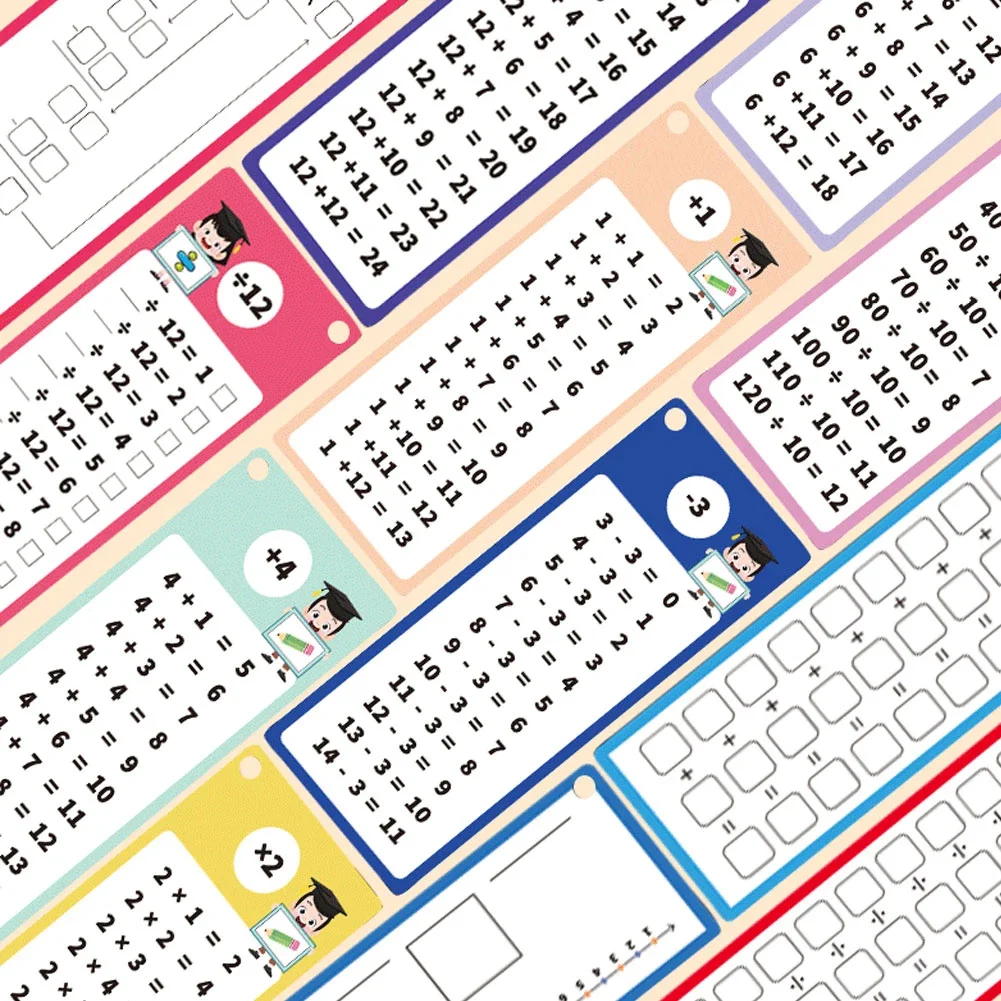 Maths Training Cards Addition Subtraction Multiplication and Division Educational Toys Student Arithmetic with Erasable Pen