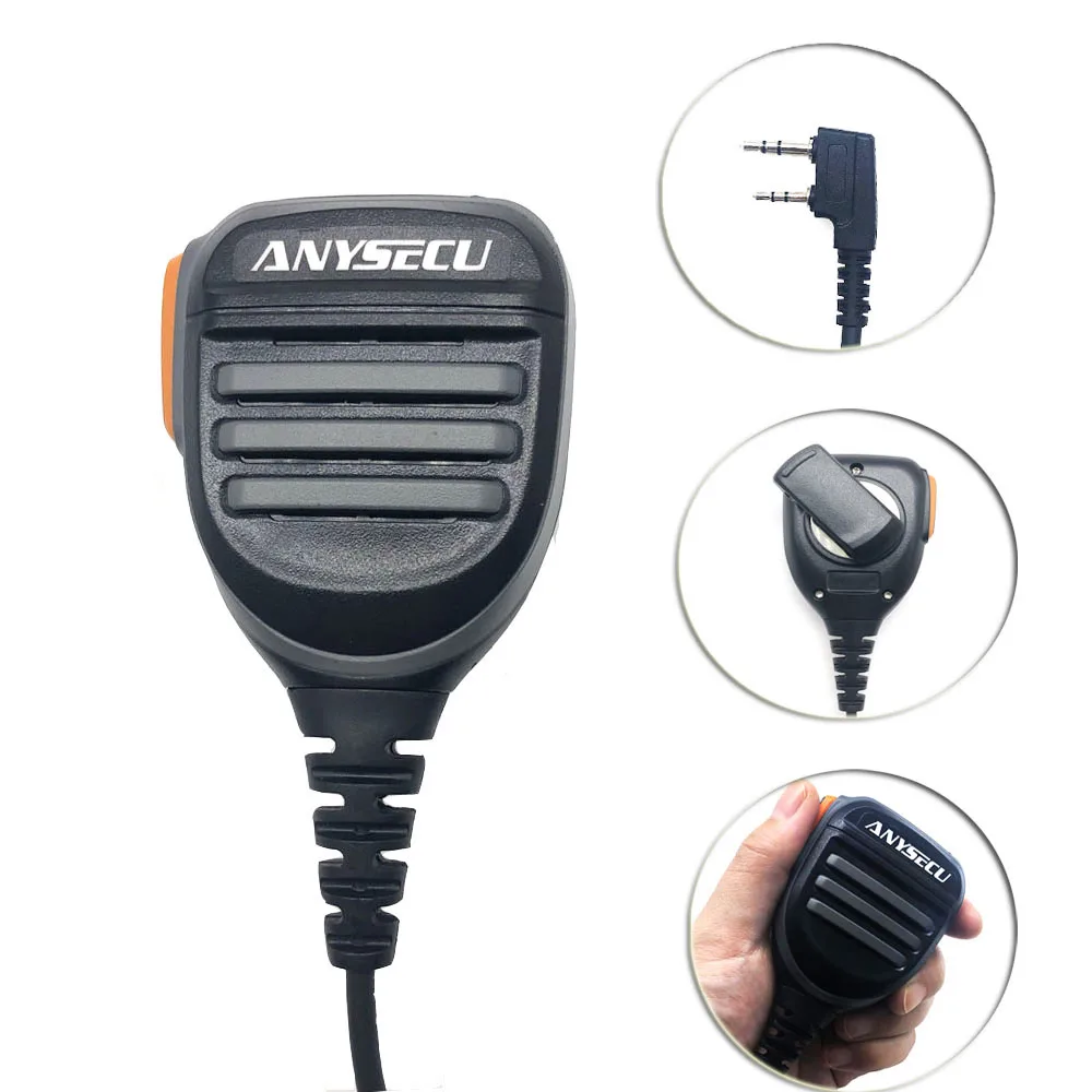 Anysecu Baofeng Waterproof PTT Shoulder Speaker Microphone K-SM10 for TYT Baofeng Intercom UV-K5 UV-82 UV-13 Pro 2-way radio