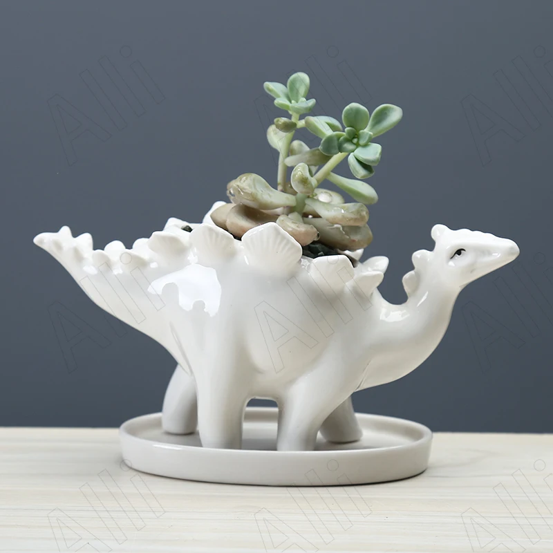 

European Ceramic Flowerpot Dinosaur Shape Succulent Potted Plants Container Office Desktop Knickknacks Modern Home Decoration