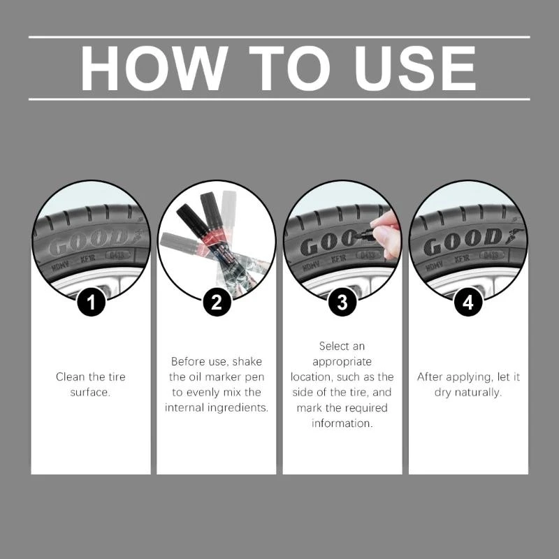 قلم إصلاح خدوش السيارة مقاوم للماء، قلم علامة طلاء زيتي لإطارات العجلات، قلم لمس مزيل طلاء الطلاء