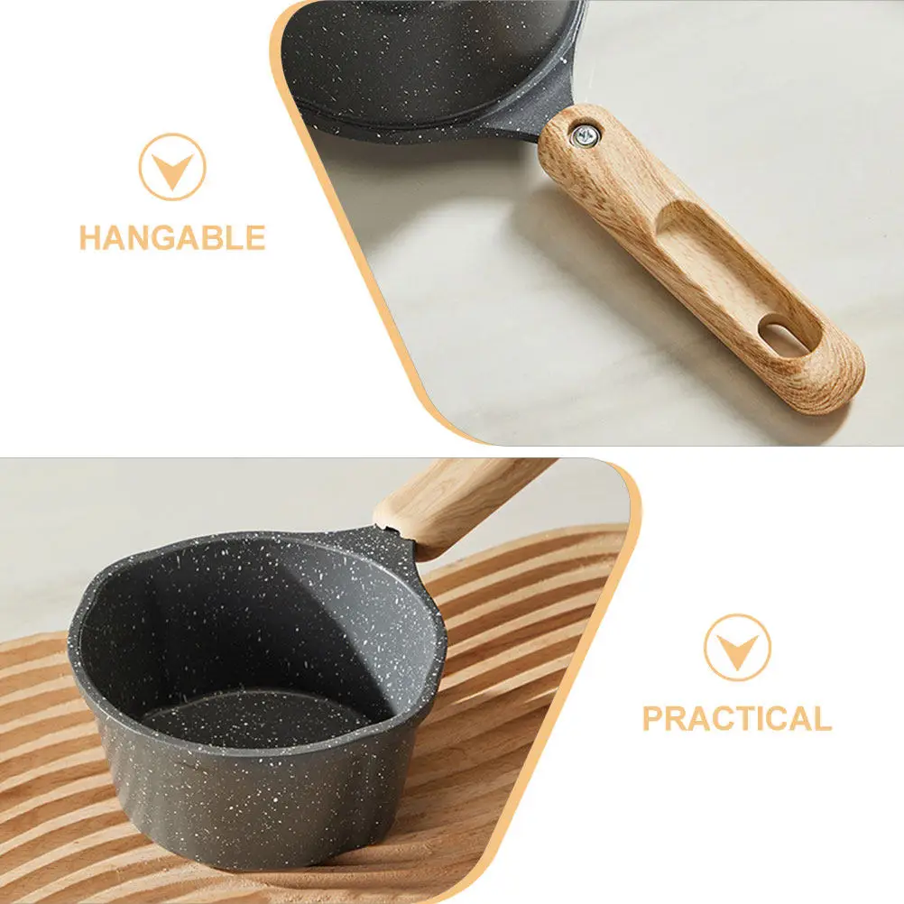 

Кухонная маленькая кастрюля с деревянной ручкой, антипригарная и термостойкая, идеально подходит для плавления масла, подогрева молока, приготовления соусов.