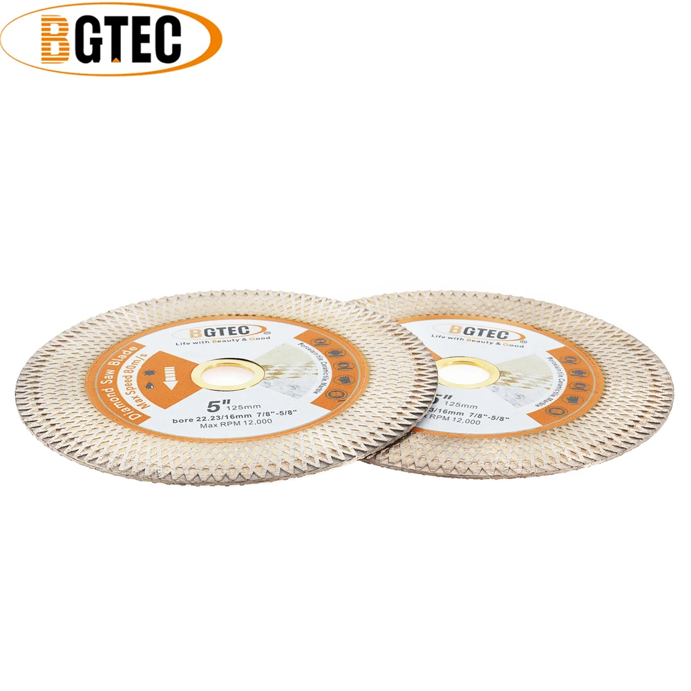 BGTEC Dia125mm X Mesh Diamond Cutting Disc Grinding Plate Double-side Segment Ceramic Tile Marble Porcelain 5 Inch Saw Blade