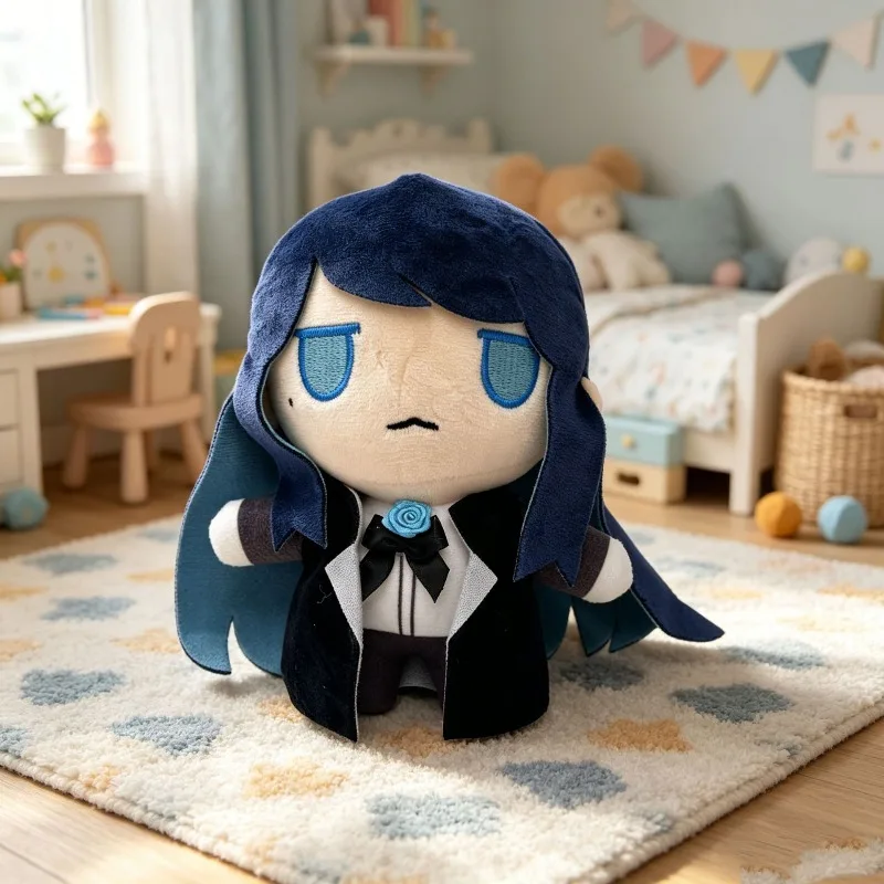 Muñeco de Peluche Ado Hibana, Cabello Azul Oscuro, Juguete de Algodón Chibi con Esmoquin Azul Rosa, Figura de Peluche Suave, Regalo para Fans del Canto Virtual J-pop