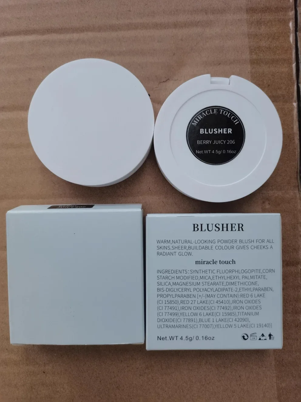 Pigmento à prova d'água, pó de blush único, marca própria, maquiagem facial de longa duração, blush, logotipo personalizado, atacado, pacote branco