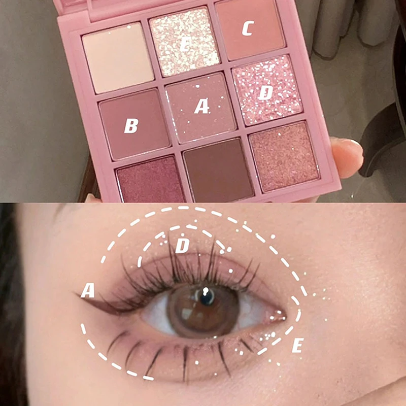 DIKALU Spring And Summer New Eyeshadow Palette Oh Rosy 9 Grid Auto Focus Low Saturation Smoke Powder Rose Plate
