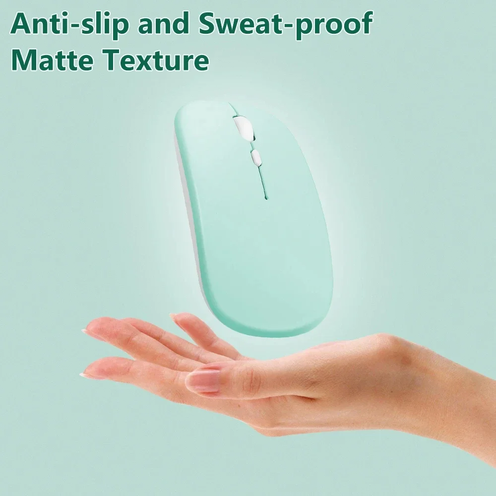Перезаряжаемая Bluetooth-мышь, беспроводная, двухрежимная, 5,2, бесшумная, эргономичная мышь для компьютерных игр, 2,4 USB для ПК, ноутбуков, штор