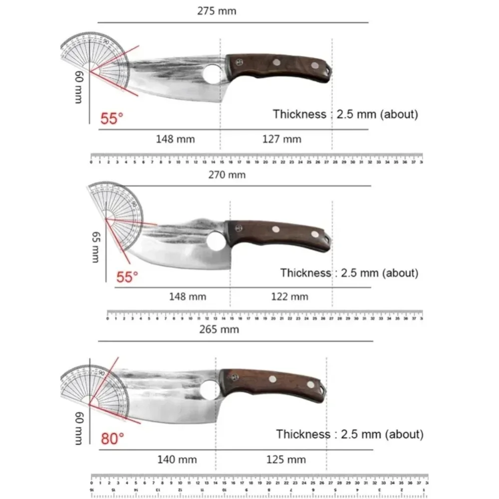 Wood Handle Chef Knife Stainless Steel Knife Hand Forged Blade Kitchen Knives Cleaver Meat Chop Vegetables Butcher Boning Knife