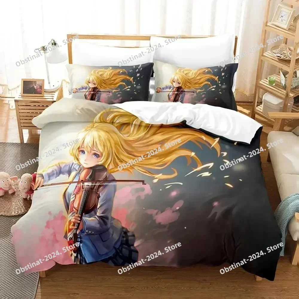 

3D Anime Your Lie in April Bedding Set Printed single Comforter Quilt Bed Cover Duvet Cover Pillow Case 3 Pieces Kids Adult Size