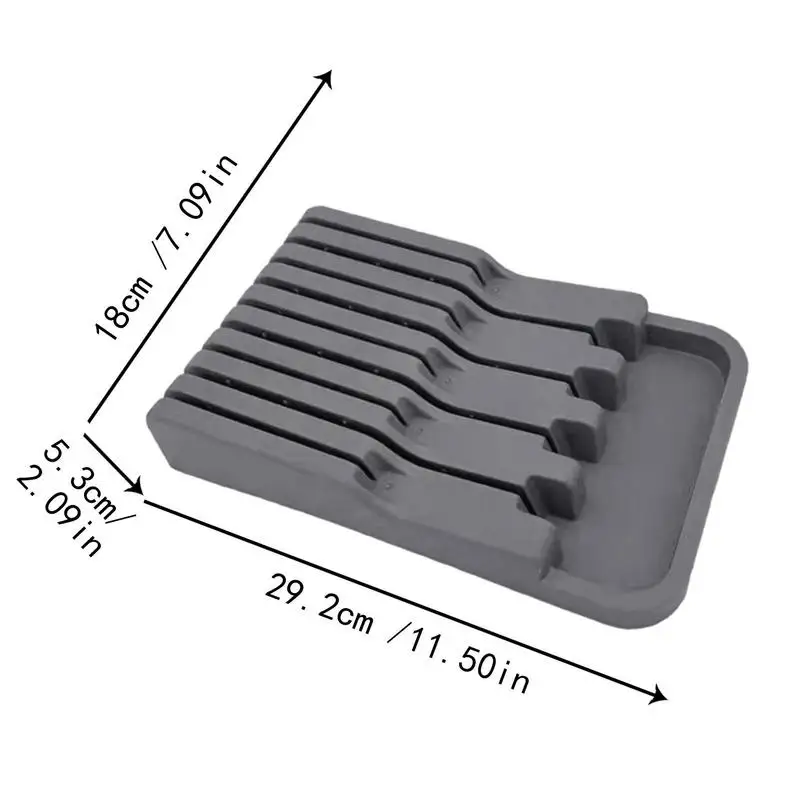 Knife Block Holder Plastic Cutlery Drawer Organizer 6 Slots Knife Storage Tray Anti Slip 6 Slots Kitchen Counter Organization