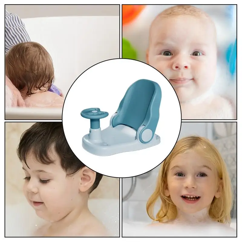 Baby Shower Seat Baby Bath Support Seat With Adjustable Backrest Suction Cup Bath Stool Baby Bath Chair Seat Sit-Lie Support For