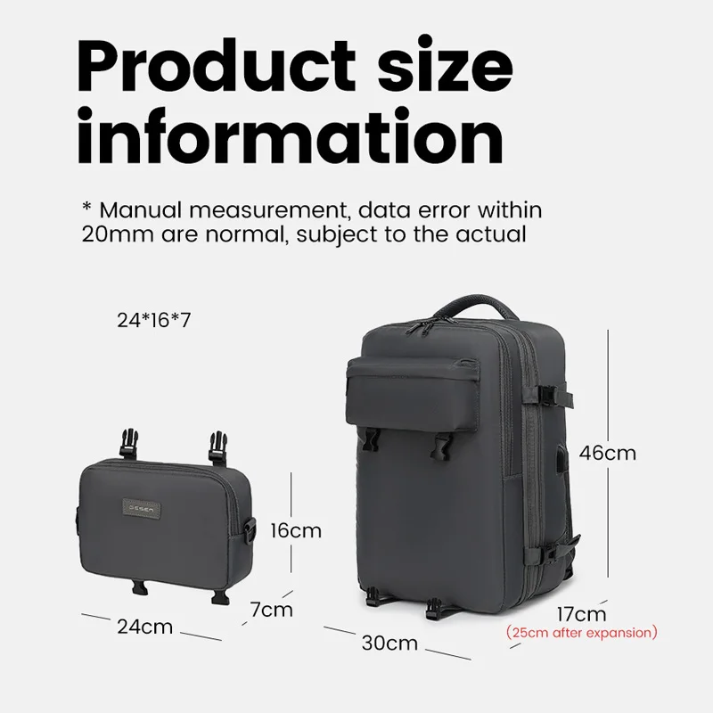 Geestock Expendable Travel Backpack Carry-On Cabin Backpacks Waterproof Laptop Backpack multifunction Rucksack for Hiking Travel
