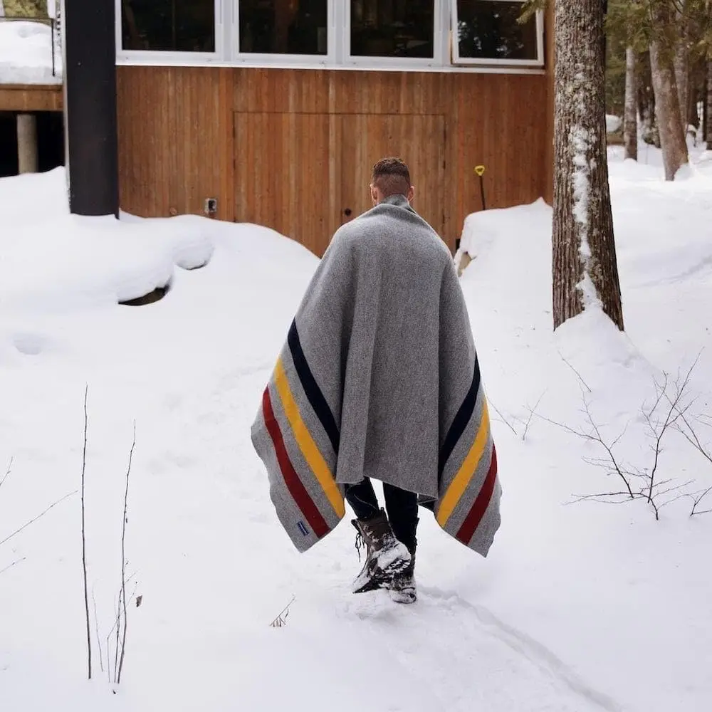 Mill Frontier Wool Throw Blanket (Gray)