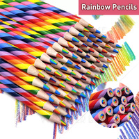 4/8/12pcs Kawaii Rainbow Pencil 7 Colors Concentric Gradient Crayons Kids Gift Colored Pencils Art Painting Drawing Stationery